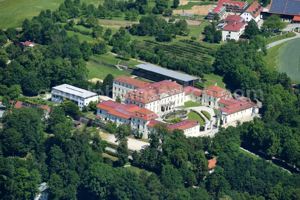 Passau from above - School building of the - Auersperg-Gymnasium Passau on Freudenhain in the district Hacklberg in Passau in the state Bavaria, Germany