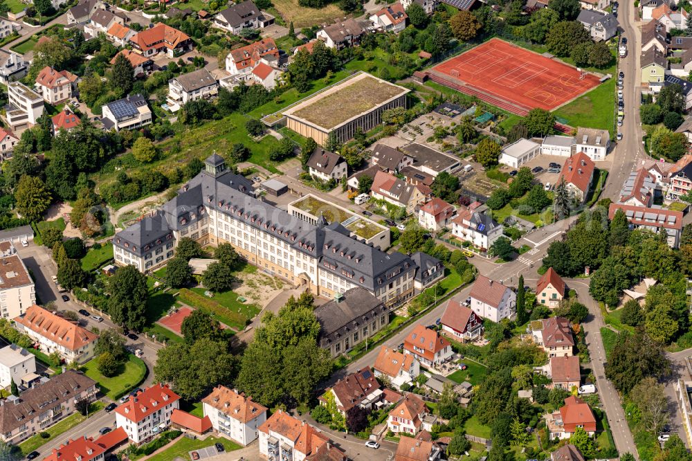 Aerial image Lahr/Schwarzwald - School building of the Gymnasium Clara Schumann on street Christoph-Schmitt-Strasse in Lahr/Schwarzwald in the state Baden-Wuerttemberg, Germany