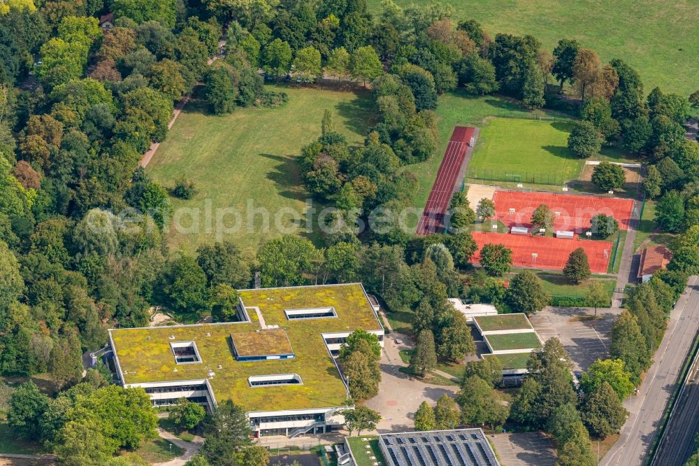 Emmendingen from above - School building of the Goethe-Gymnasium Emmendingen in Emmendingen in the state Baden-Wuerttemberg, Germany