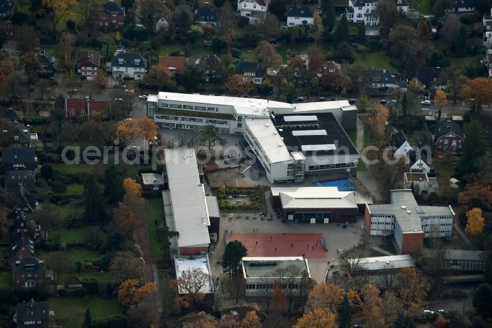 Aerial image Hamburg - School building of the Gymnasium Othmarschen on the Walderseestrasse in the district Othmarschen in Hamburg