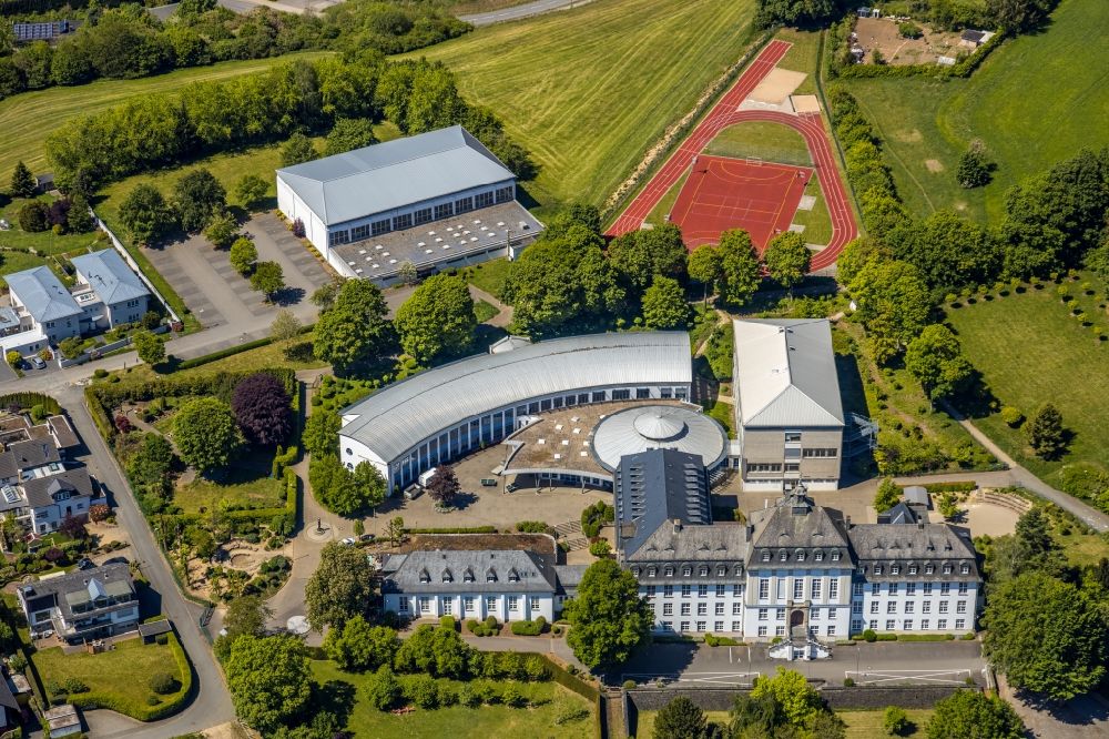 Aerial image Attendorn - School building of the St.-Ursula-Gymnasium on Sankt-Ursula-Strasse in Attendorn in the state North Rhine-Westphalia, Germany