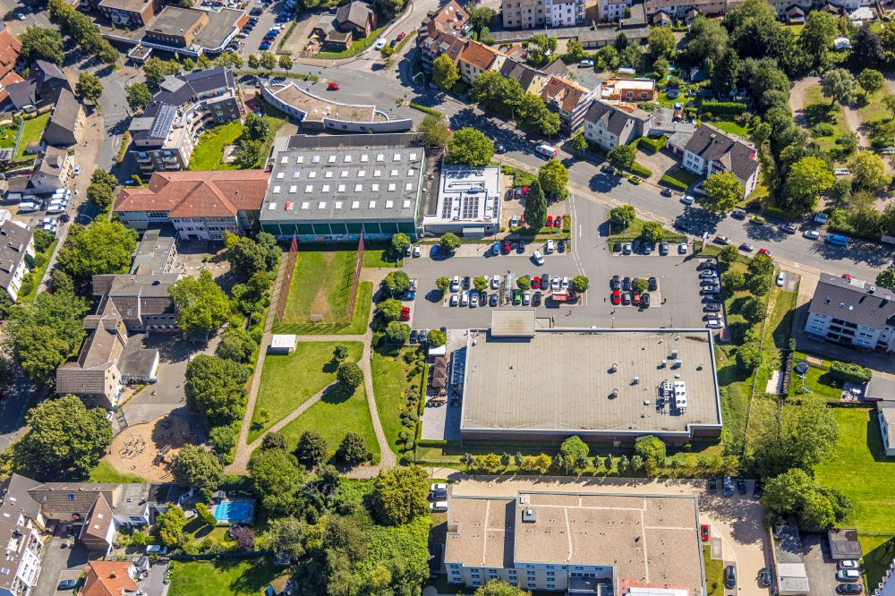 Aerial image Stockum - School building of the Harkortschule in Stockum at Ruhrgebiet in the state North Rhine-Westphalia, Germany