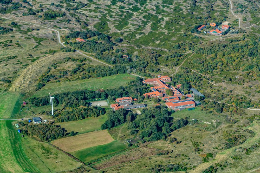 Aerial image Spiekeroog - School building of the Internat Hermannlietz Schule in Spiekeroog in the state Lower Saxony, Germany