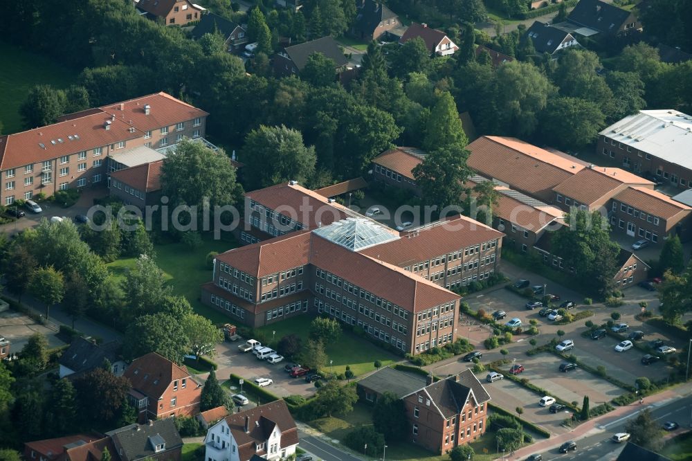 Aurich from above - School building the community college in the Oldersumer street in Aurich in the state Lower Saxony