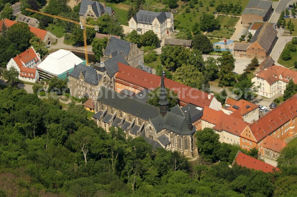 Naumburg (Saale) from above - School building of the Landesschule Pforta, boarding school and the renovation of the Panstermuehle in Naumburg (Saale) in the federal state of Saxony-Anhalt, Germany