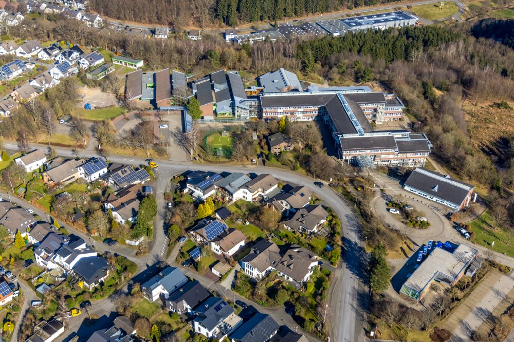 Olpe from above - School building of the Max von of Gruen-Schule on street Bodelschwinghstrasse in Olpe at Sauerland in the state North Rhine-Westphalia, Germany