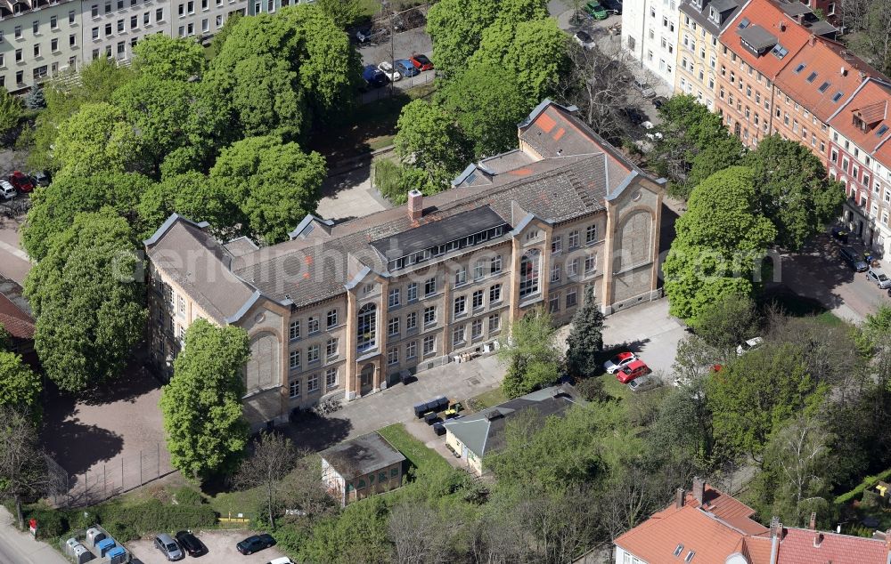 Erfurt from the bird's eye view: School building of the Moritzschule in the district Andreasvorstadt in Erfurt in the state Thuringia, Germany
