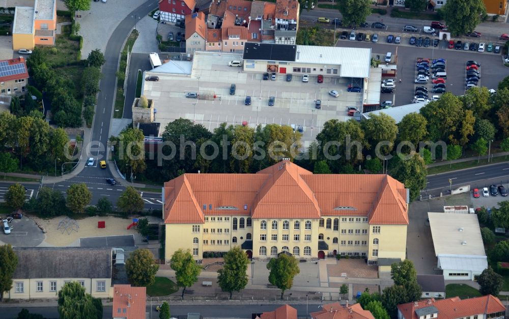 Aerial image Bad Langensalza - School building Puschkinstrasse - Poststrasse in Bad Langensalza in the state Thuringia