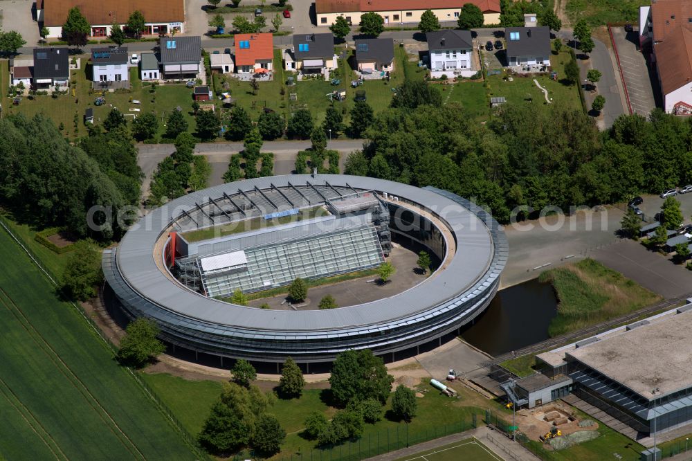 Aerial image Flöha - School building of the Samuel-von-Pufendorf-Gymnasium on street Turnerstrasse in Floeha in the state Saxony, Germany