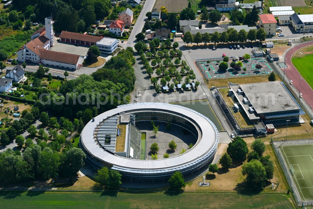 Flöha from the bird's eye view: School building of the Samuel-von-Pufendorf-Gymnasium on street Turnerstrasse in Floeha in the state Saxony, Germany