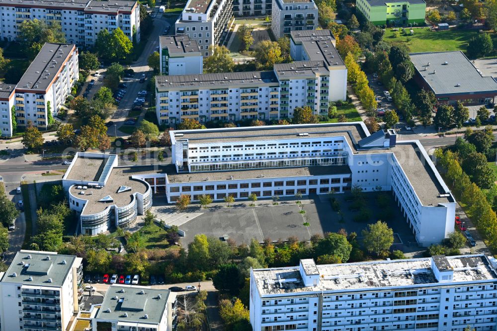 Berlin from above - School building of the Sartre-Gymnasium on street Kyritzer Strasse in the district Hellersdorf in Berlin, Germany