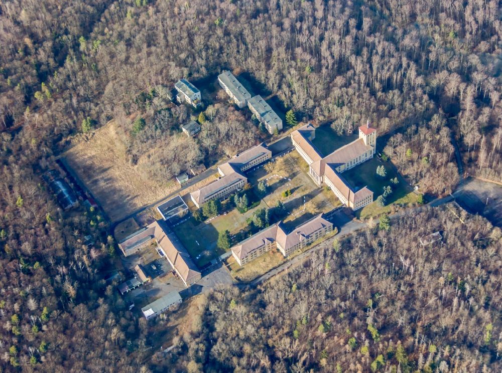 Ballenstedt from the bird's eye view: School building Training Center Grosser Ziegenberg in Ballenstedt in the state Saxony-Anhalt, Germany. Originally built as the National-Political Educational Institution - Anhalt Educational Institution (also called NEPA or NAPOLA) by the NSDAP and later used as the District Party School Wilhelm Liebknecht of the SED of the GDR