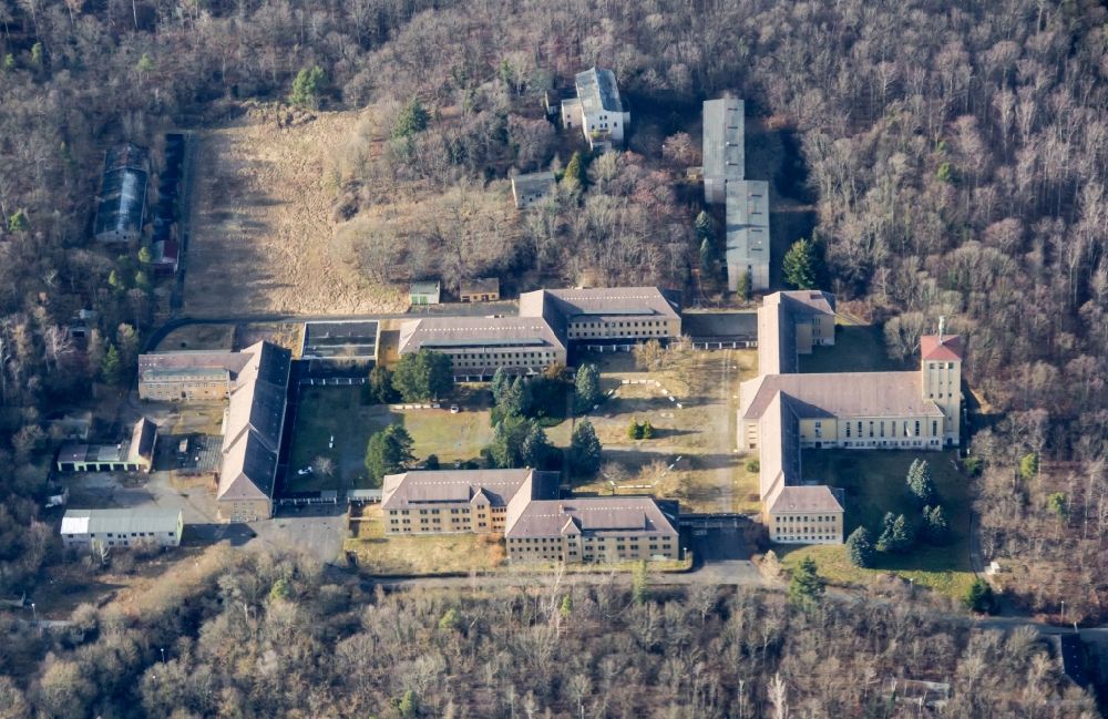 Aerial photograph Ballenstedt - School building Training Center Grosser Ziegenberg in Ballenstedt in the state Saxony-Anhalt, Germany. Originally built as the National-Political Educational Institution - Anhalt Educational Institution (also called NEPA or NAPOLA) by the NSDAP and later used as the District Party School Wilhelm Liebknecht of the SED of the GDR