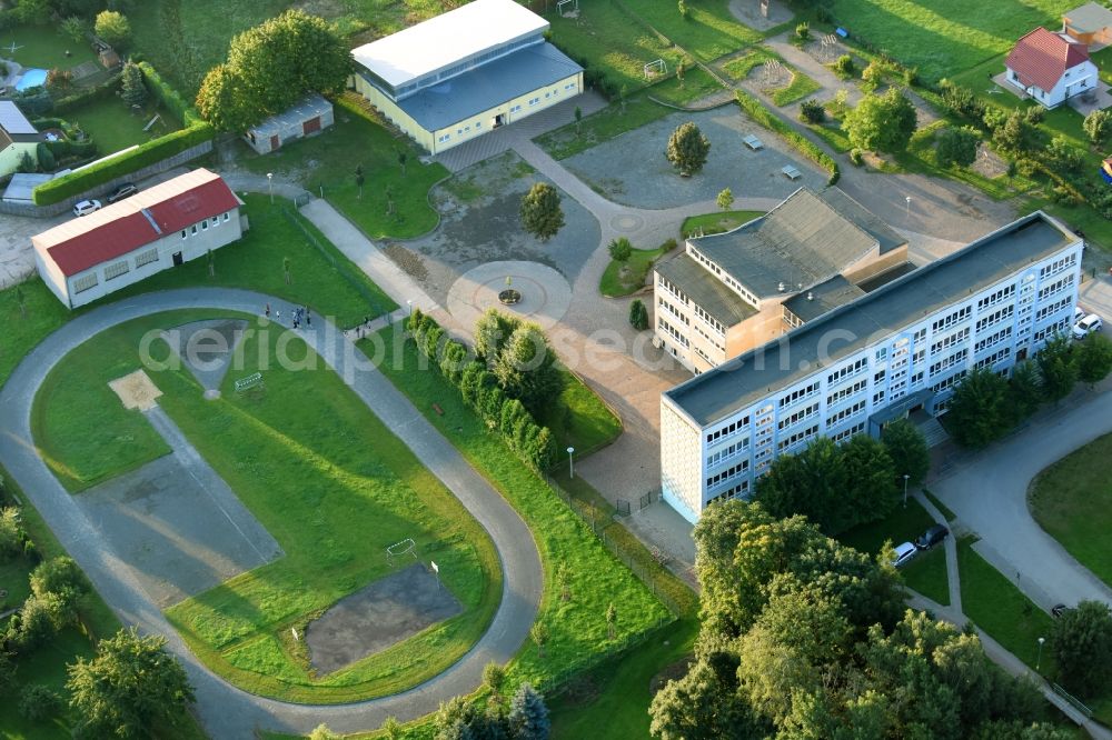 Aerial image Falkenstein/Harz - School building of the Sekundarschule Ludwig Gleim on Konradsburger Strasse in Falkenstein/Harz in the state Saxony-Anhalt, Germany