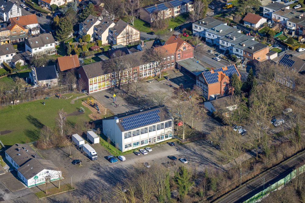 Aerial photograph Unna - School building of the Sonnenschule on street Karlstrasse in the district Massen in Unna at Ruhrgebiet in the state North Rhine-Westphalia, Germany