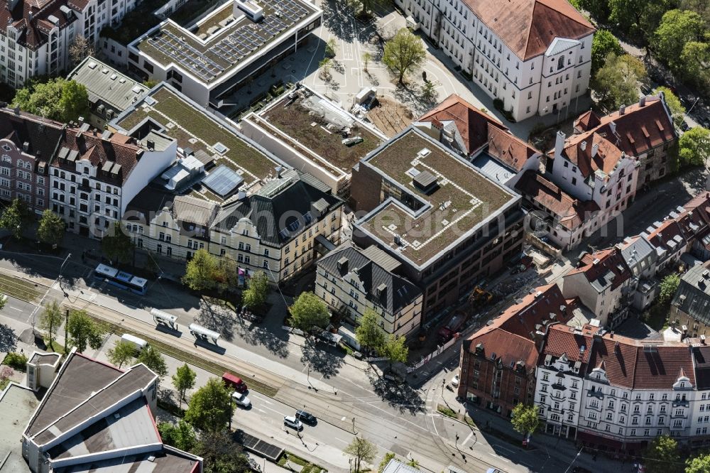 Aerial photograph München - School building the community college MVHS in Einstein 28 in Munich in the state Bavaria, Germany