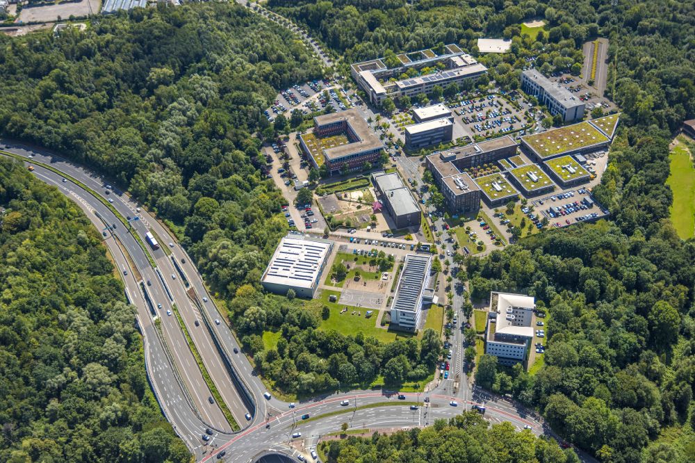 Bochum from above - School grounds and buildings of the EZB Buisness School and the Technische Akademie Wuppertal e.V. in Bochum in the state North Rhine-Westphalia