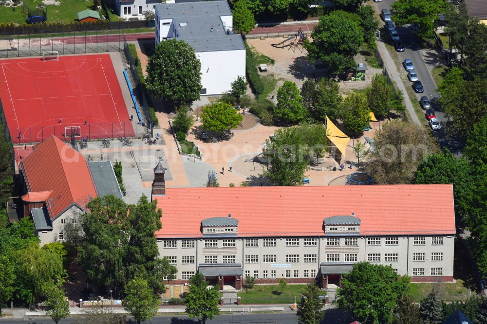 Aerial image Berlin - School building and sports field Ulmen-Grundschule in the district Kaulsdorf in Berlin, Germany
