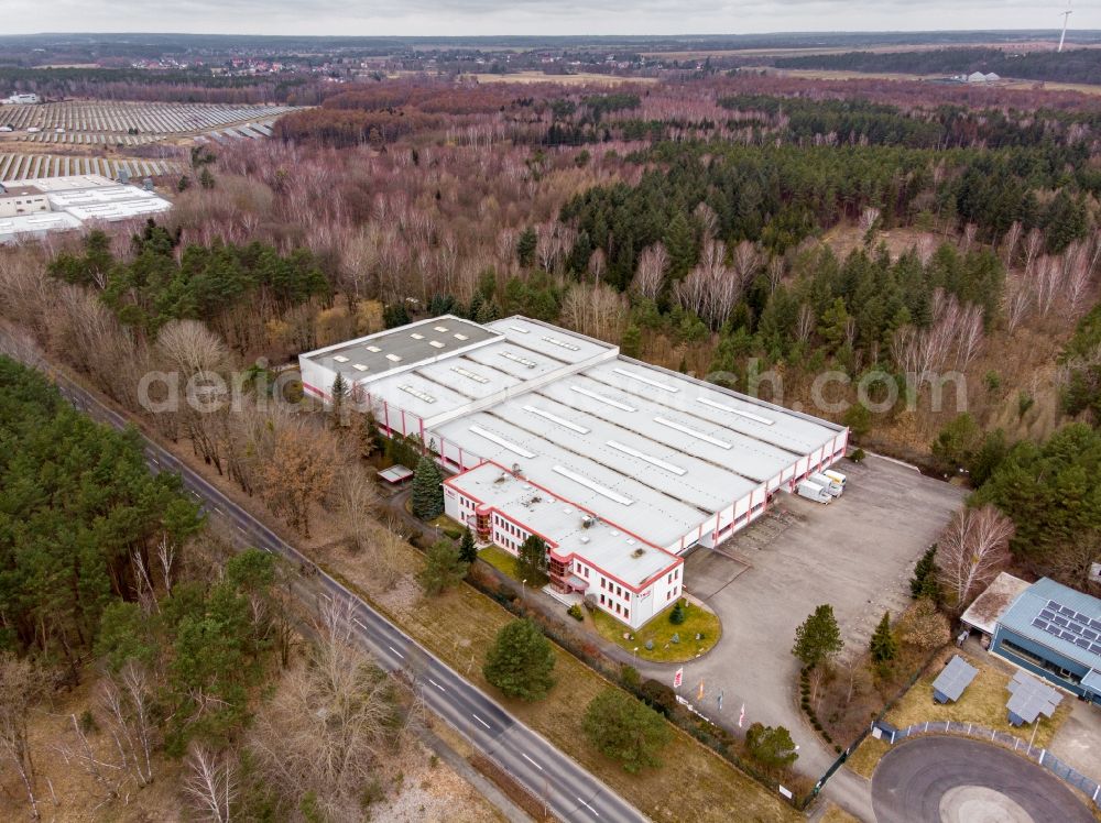 Aerial image Eberswalde - School bag manufacturer McNeill Thorka GmbH in Eberswalde in the state Brandenburg, Germany