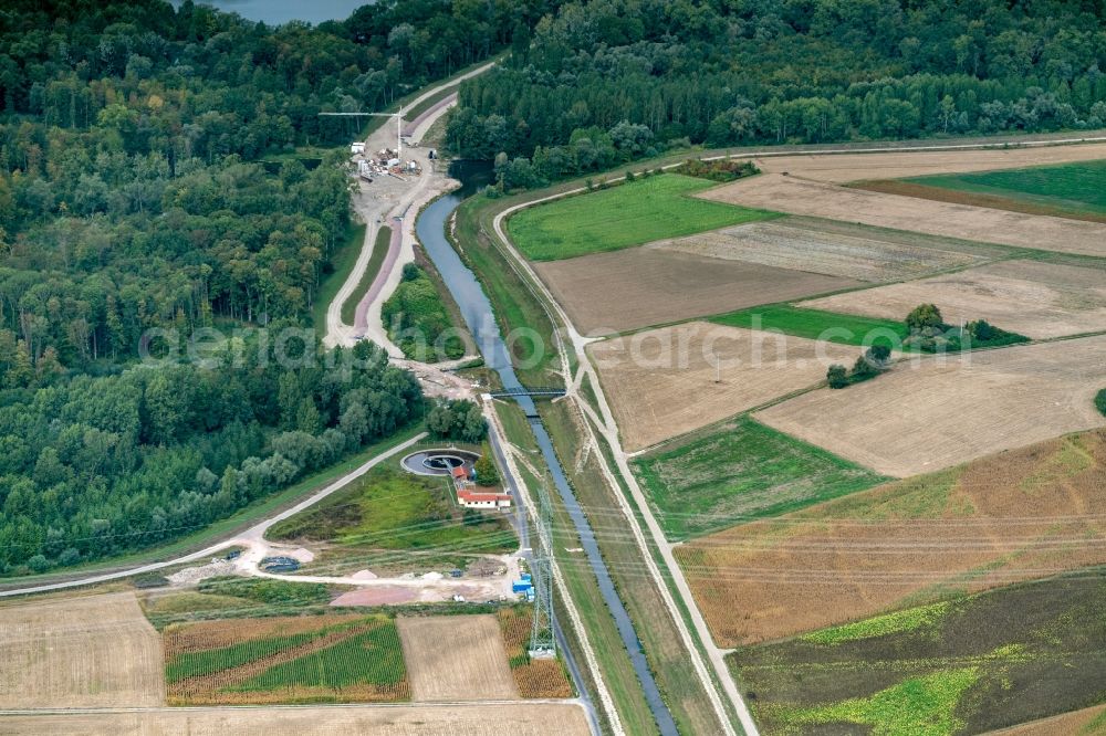 Aerial photograph Schwanau - Protective dam Schutter- Entlastungskanal in Schwanau in the state Baden-Wurttemberg, Germany