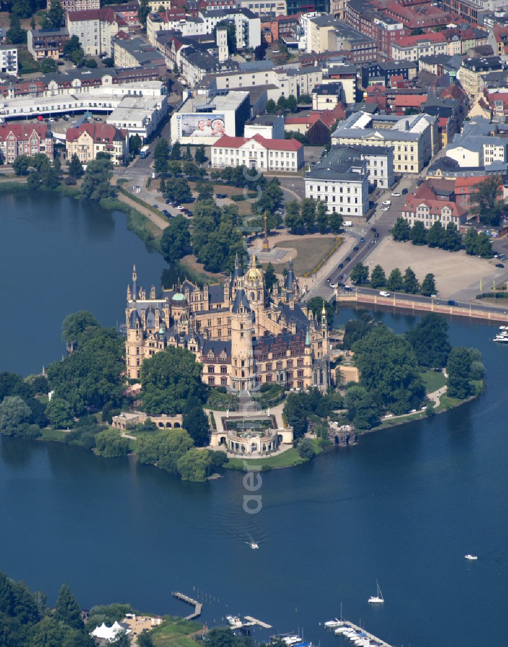 Schwerin from above - Schwerin Castle in the state capital of Mecklenburg-Western Pomerania
