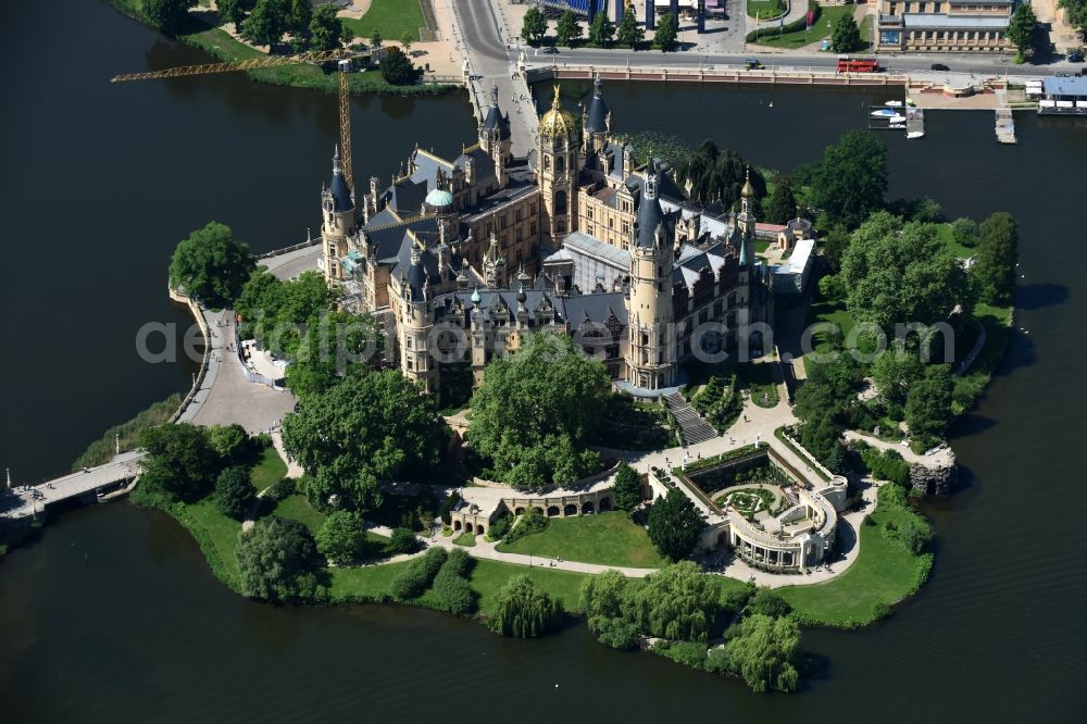 Schwerin from the bird's eye view: Schwerin Castle in the state capital of Mecklenburg-Western Pomerania