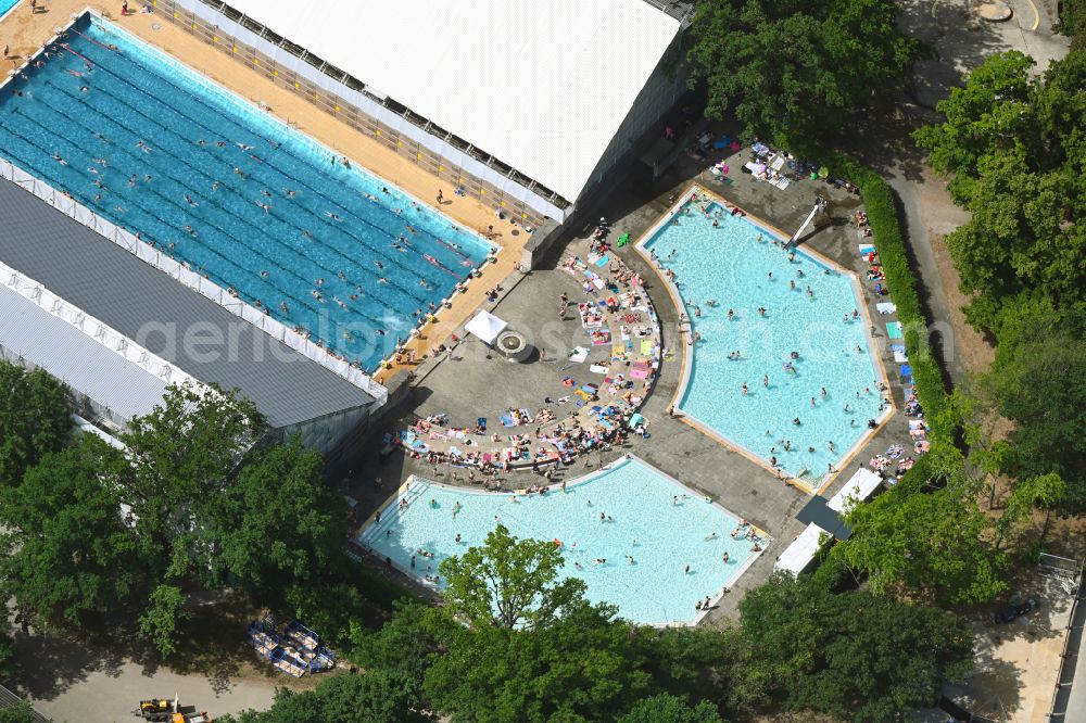 Berlin from above - Swimming pool of the Berlin Olympic Park on place Olympischer Platz in the district Westend in Berlin, Germany