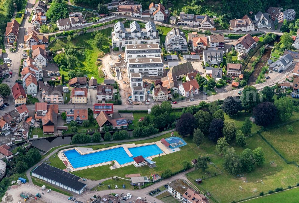 Elzach from above - Swimming pool of the in Elzach in the state Baden-Wuerttemberg, Germany