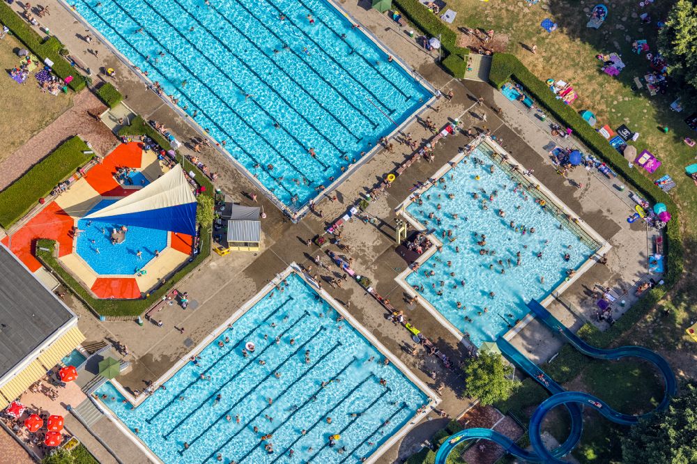 Aerial image Hamm - Swimming pool of the Freibad Sued in the district Westtuennen in Hamm at Ruhrgebiet in the state North Rhine-Westphalia, Germany