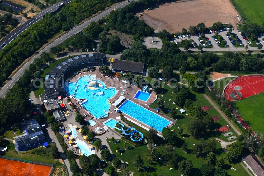 Aerial image Leonberg - Swimming pool of the Leobad in Leonberg in the state Baden-Wurttemberg, Germany