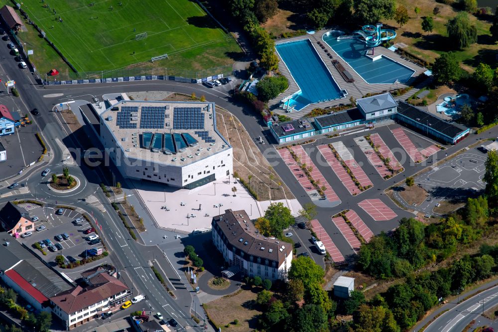 Aerial image Lohr am Main - Swimming pool of the Main-Spessart-Bad in Lohr am Main in the state Bavaria, Germany