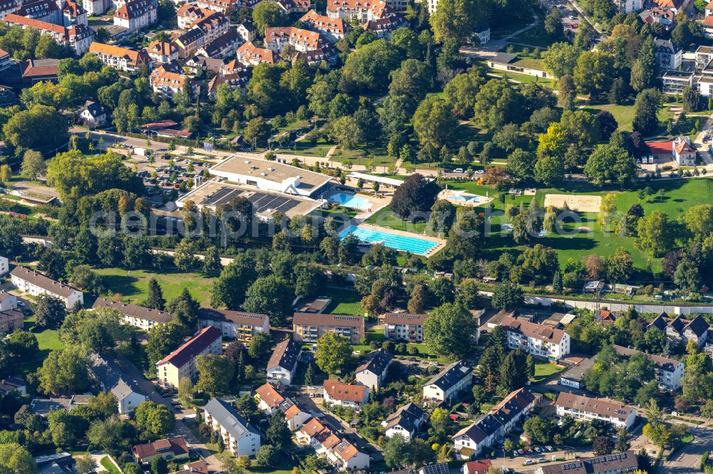Offenburg from above - Swimming pool of the Offenburger Freizeitbad Stegermatt in Offenburg in the state Baden-Wuerttemberg, Germany