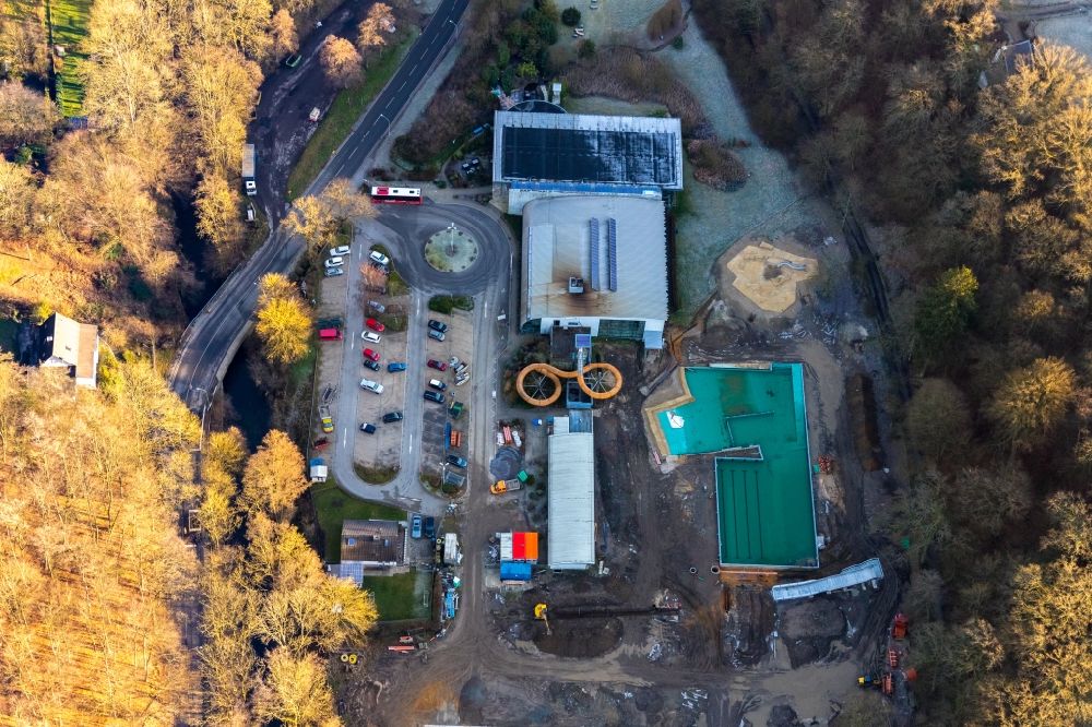 Aerial image Ennepetal - Swimming pool of the Platsch with renovation works on Mittelstrasse in Ennepetal in the state North Rhine-Westphalia, Germany