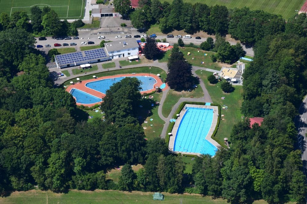 Aerial image Bad Säckingen - Swimming pool of the Waldbad in Bad Saeckingen in the state Baden-Wurttemberg, Germany