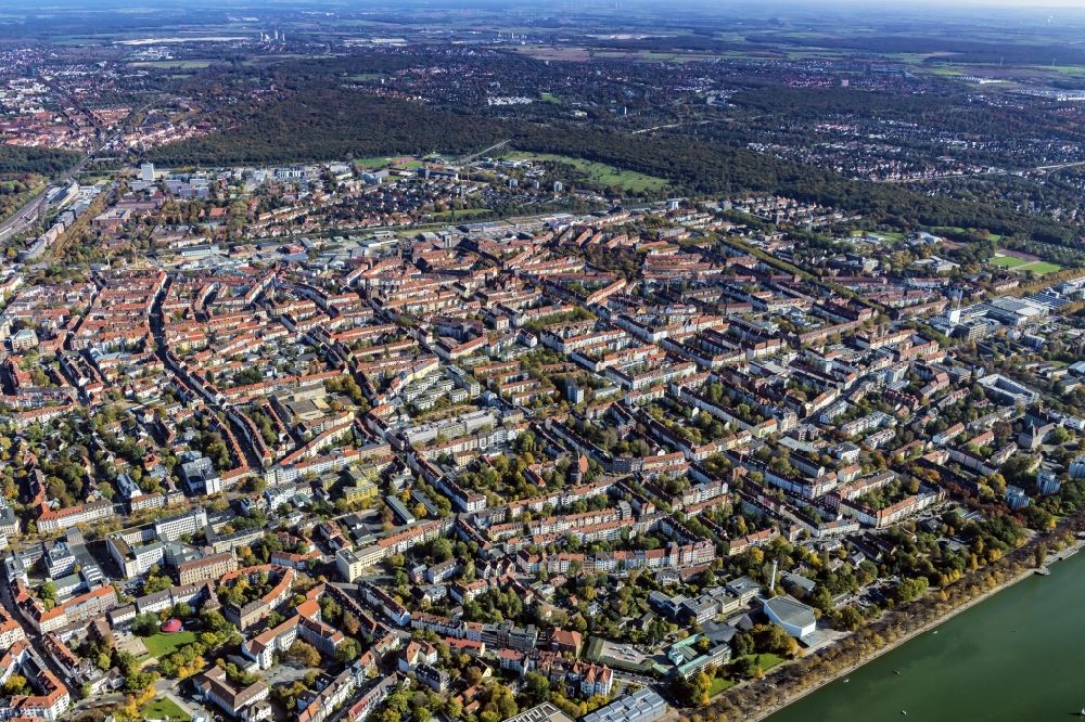 Hannover from above - South Town in Hannover in the state Lower Saxony, Germany