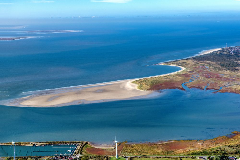 Borkum from above - South beach of the coast of the North Sea in Borkum in the state Lower Saxony, Germany