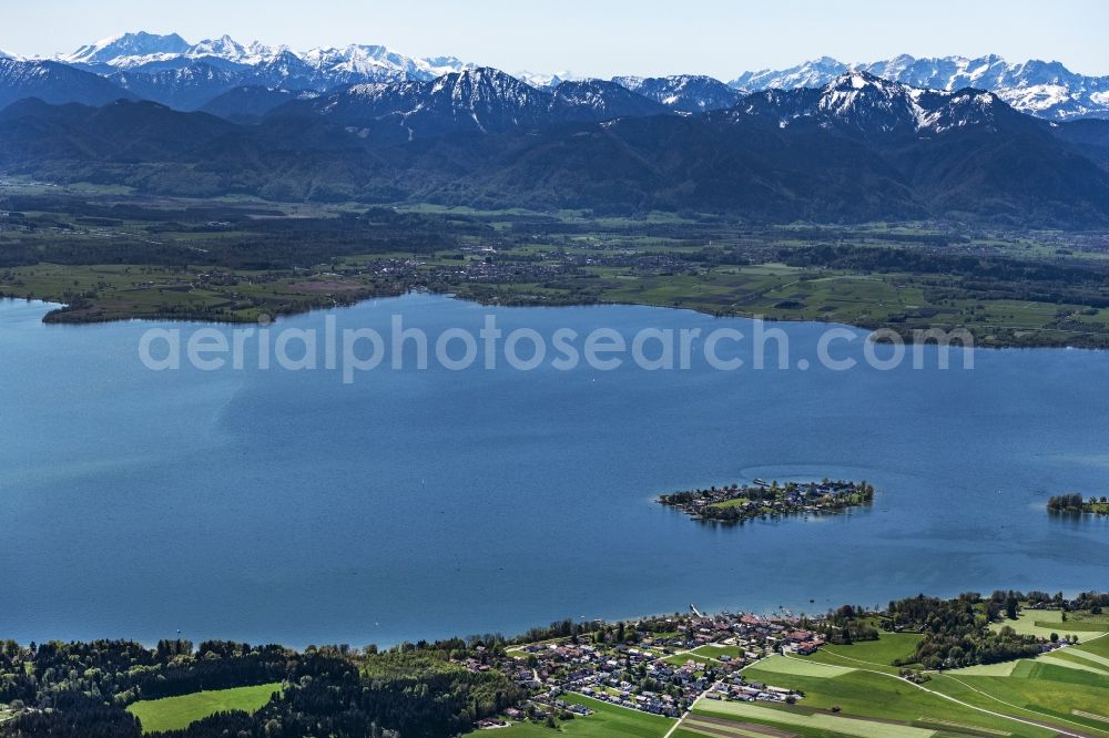 Aerial image Chiemsee - Lake Island in Chiemsee in Chiemsee in the state Bavaria, Germany