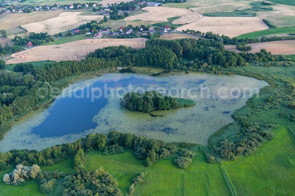 Aerial image Gerswalde - Lake Island in Haussee in Gerswalde in the state Brandenburg, Germany