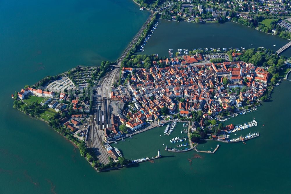 Aerial photograph Lindau (Bodensee) - Lake Island on the Lake Constance in Lindau (Bodensee) in the state Bavaria, Germany