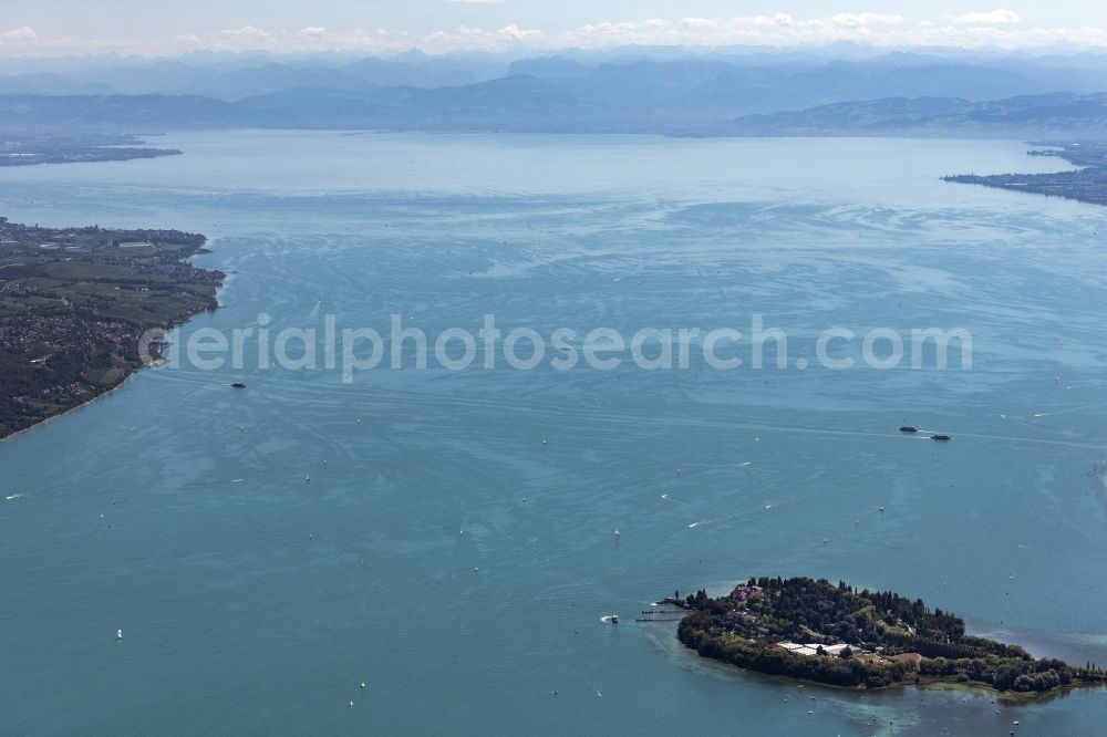 Konstanz from above - Lake Island Mainau on the Lake Constance in Konstanz in the state Baden-Wurttemberg, Germany