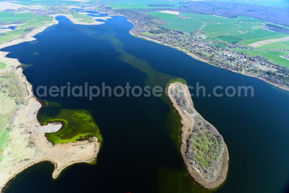 Oberuckersee from above - Lake Island in the Oberuckersee in the state Brandenburg, Germany