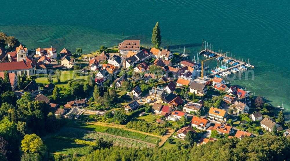 Reichenau from the bird's eye view: Lake Island in Reichenau in the Bodensee in state Baden-Wurttemberg, Germany
