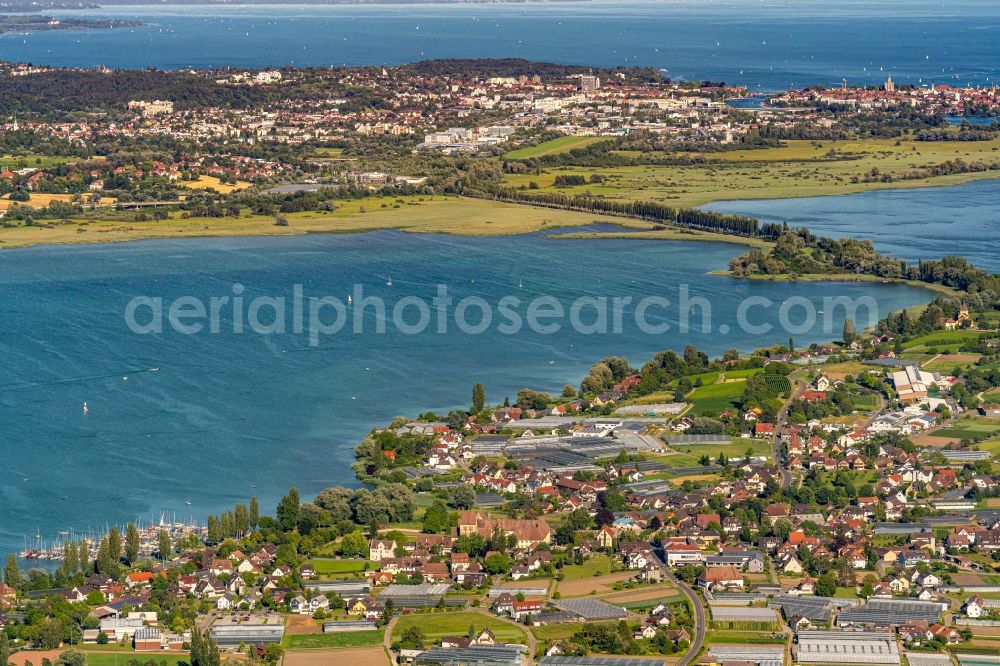 Reichenau from above - Lake Island in Reichenau in the Bodensee in state Baden-Wurttemberg, Germany