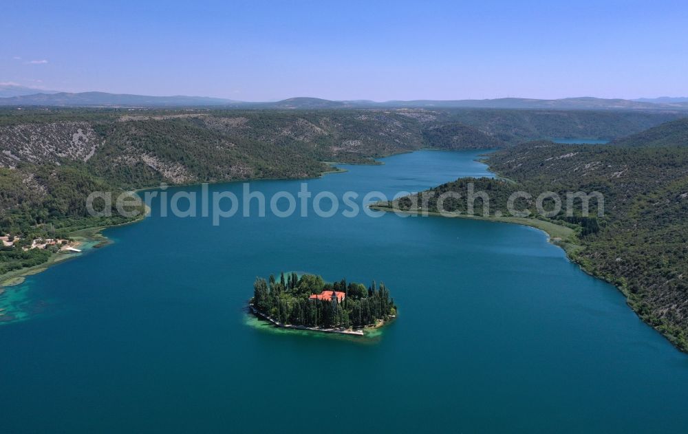 Aerial photograph Bristane - Lake Island Visovac in Bristane in Sibensko-kninska zupanija, Croatia
