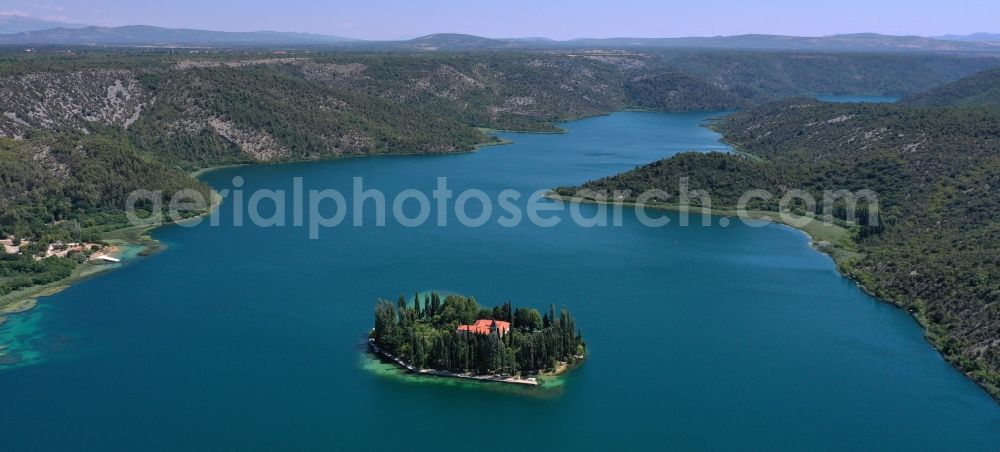 Bristane from above - Lake Island Visovac in Bristane in Sibensko-kninska zupanija, Croatia