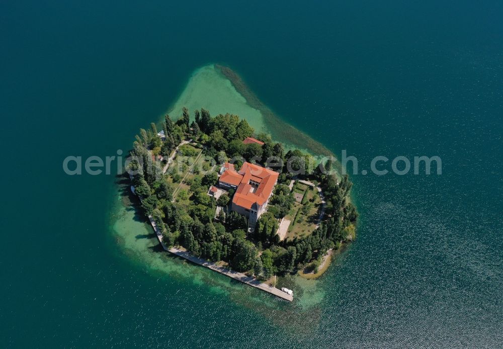 Bristane from the bird's eye view: Lake Island Visovac in Bristane in Sibensko-kninska zupanija, Croatia