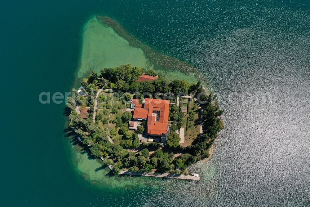 Aerial image Bristane - Lake Island Visovac in Bristane in Sibensko-kninska zupanija, Croatia