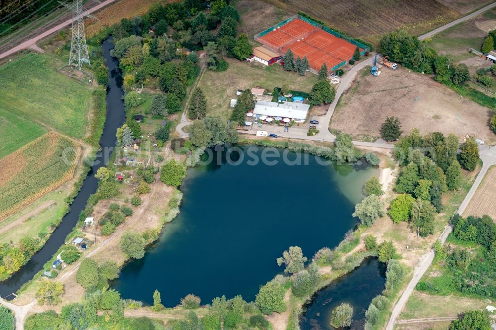 Aerial image Schwanau - Lake bank areas on fishing center in Schwanau in the state Baden-Wurttemberg, Germany