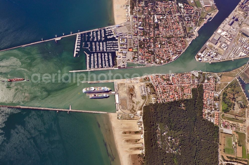 Aerial image Ravenna - View of the seaside resort Marina di Ravenna of the city Ravenna in the homonymous province in Italy
