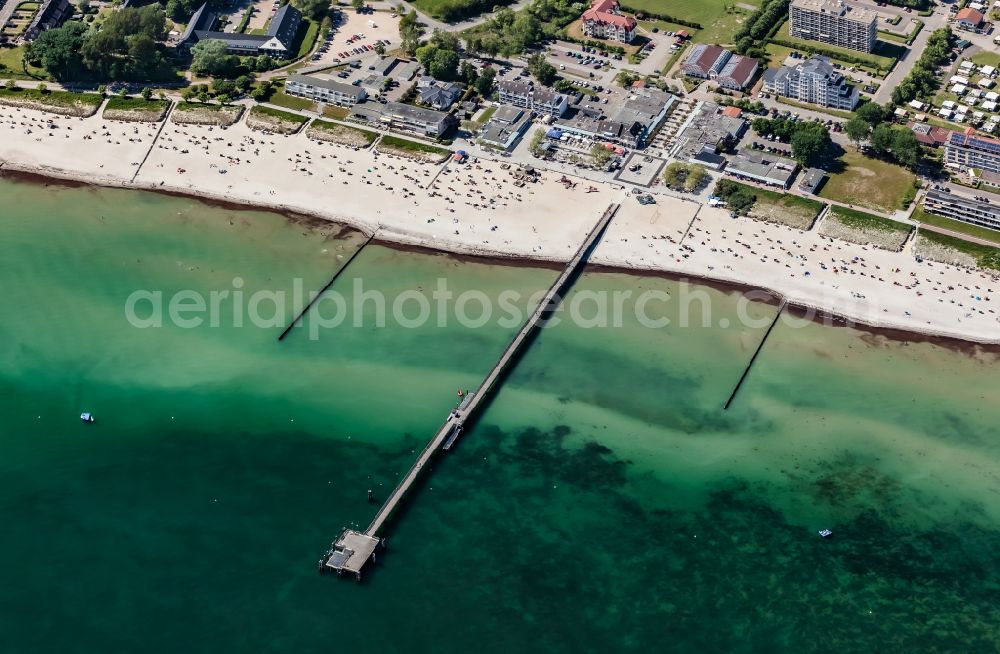 Aerial image Großenbrode - Pier on the beach in Grossenbrode in the state Schleswig-Holstein, Germany
